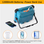 Eraylife LED Baustrahler Akku 100W mit Doppeltem Solarpanel, Tragbare LED Strahler Akku 12000mAh, 5 Modi/ 288 LEDs/ IP66/ Abstimmbar Arbeitsleuchte für Notfälle, Baustelle, Garage, Camping