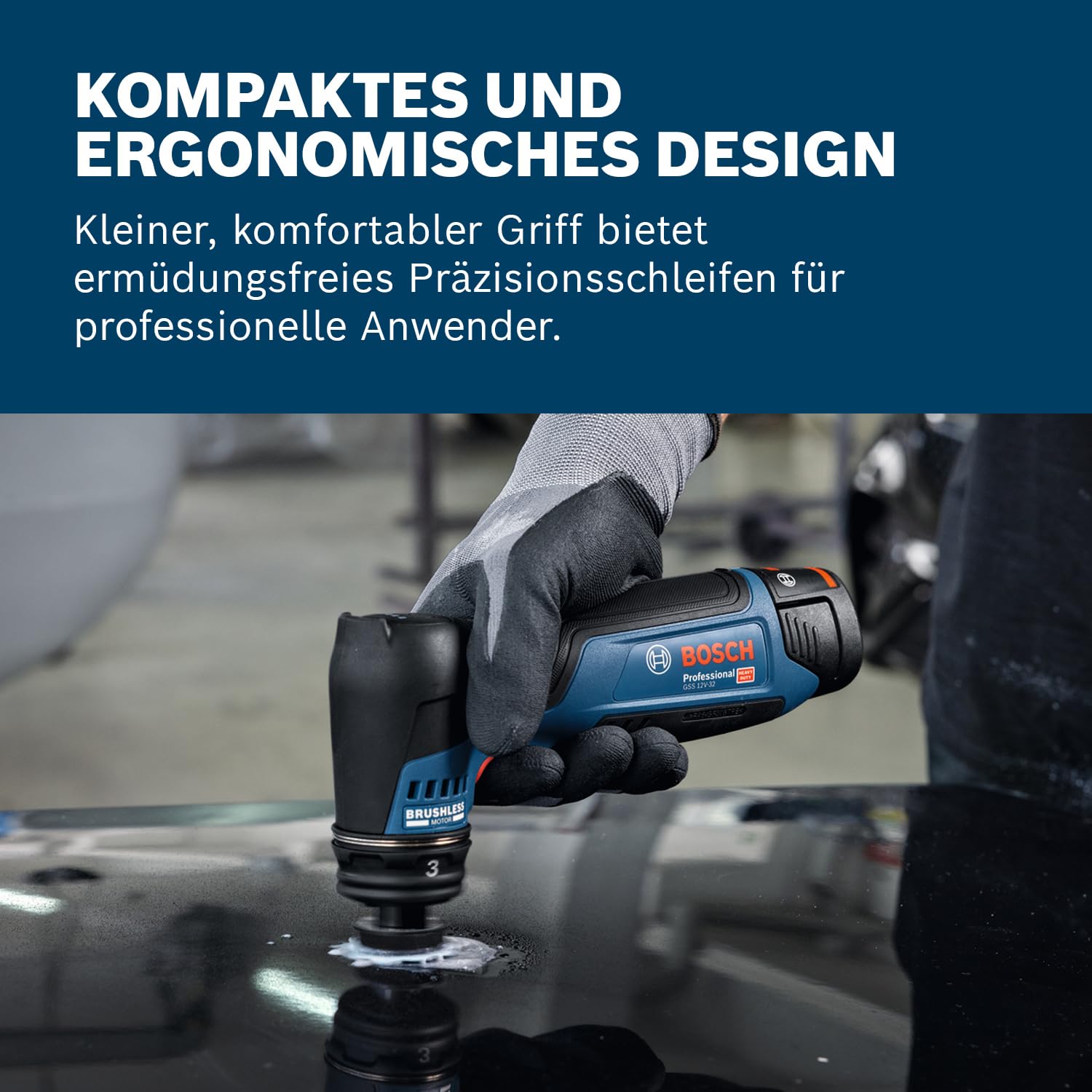 Bosch Professional 12V System Akku-Schwingschleifer GSS 12V-32 (inkl. montiertem 32 mm Klett-Schleifteller, 32 mm selbstklebender Schleifteller)