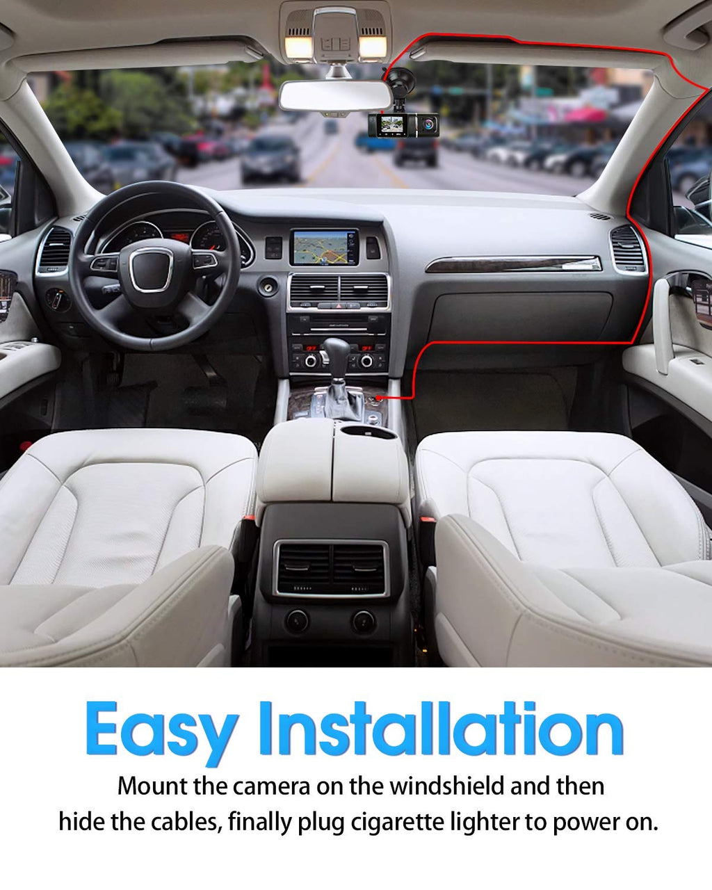 abask J05 Dashcam Auto 1080P Dash Cam Vorne Innen mit 32GB SD-Karte, 310° Weitwinkelansicht, Autokamera mit Parküberwachung, Bewegungserkennung, Infrarot Nachtsicht, G-Sensor, Loop-Aufnahm, HDR, Akku