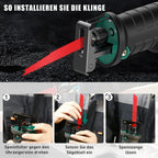 HYCHIKA Säbelsäge, 18V Akku Universalsäge, Reciprosäge mit 2x2.0Ah Batterien, mit variabler Drehzahl von 0-2800 SPM, 2 Sägeblätter, Schnellladegerät, LED Licht,Ideal zum Schneiden von Holz und Metall