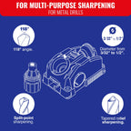 Tivoly Drill Doctor 400 Bohrerschärfgerät, für Bohrer mit 2,5 bis 13 mm, Schärfung bis zu einem Spitzenwinkel von 118 Grad