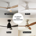 Mellerware - Deckenventilator mit Fernbedienung Brizy Bright | 45W | 6 Geschwindigkeiten | Sehr Leise | 3 Flügel 132 cm Durchmesser | Sommer-Winter-Funktion | Timer | LED | Black