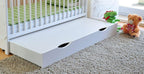 Marsell Baby Gitterbett mit Schublade mit Deckel Babybett Kinderbett mit Aloe Vera Schaumstoffmatratze Zahnschienen höhenverstellbar Weiß umbaubar zum Juniorbett