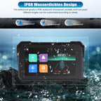 Motorcycle GPS CarPlay Screen with Motorcycle Design Holder, Wireless Carplay and Android Car, Portable Waterproof 5 Inch Touchscreen Motorcycle GPS CarPlay Screen Supports Bluetooth, Siri