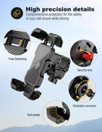 Grefay Handyhalterung Fahrrad, Handyhalterung Motorrad -Universal 360° Lenker Halter für iPhone 16/15/14 Pro Max Plus, SE, 13/12 Pro Max Mini, 11 Pro Max, Samsung S23 S22, Smartphone(4.7"-7.2")