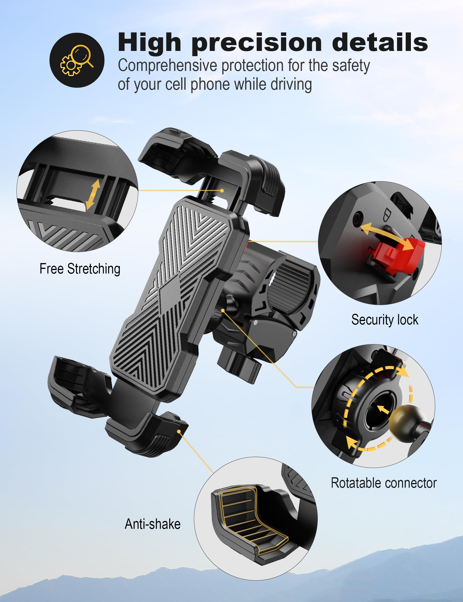Grefay Handyhalterung Fahrrad, Handyhalterung Motorrad -Universal 360° Lenker Halter für iPhone 16/15/14 Pro Max Plus, SE, 13/12 Pro Max Mini, 11 Pro Max, Samsung S23 S22, Smartphone(4.7"-7.2")
