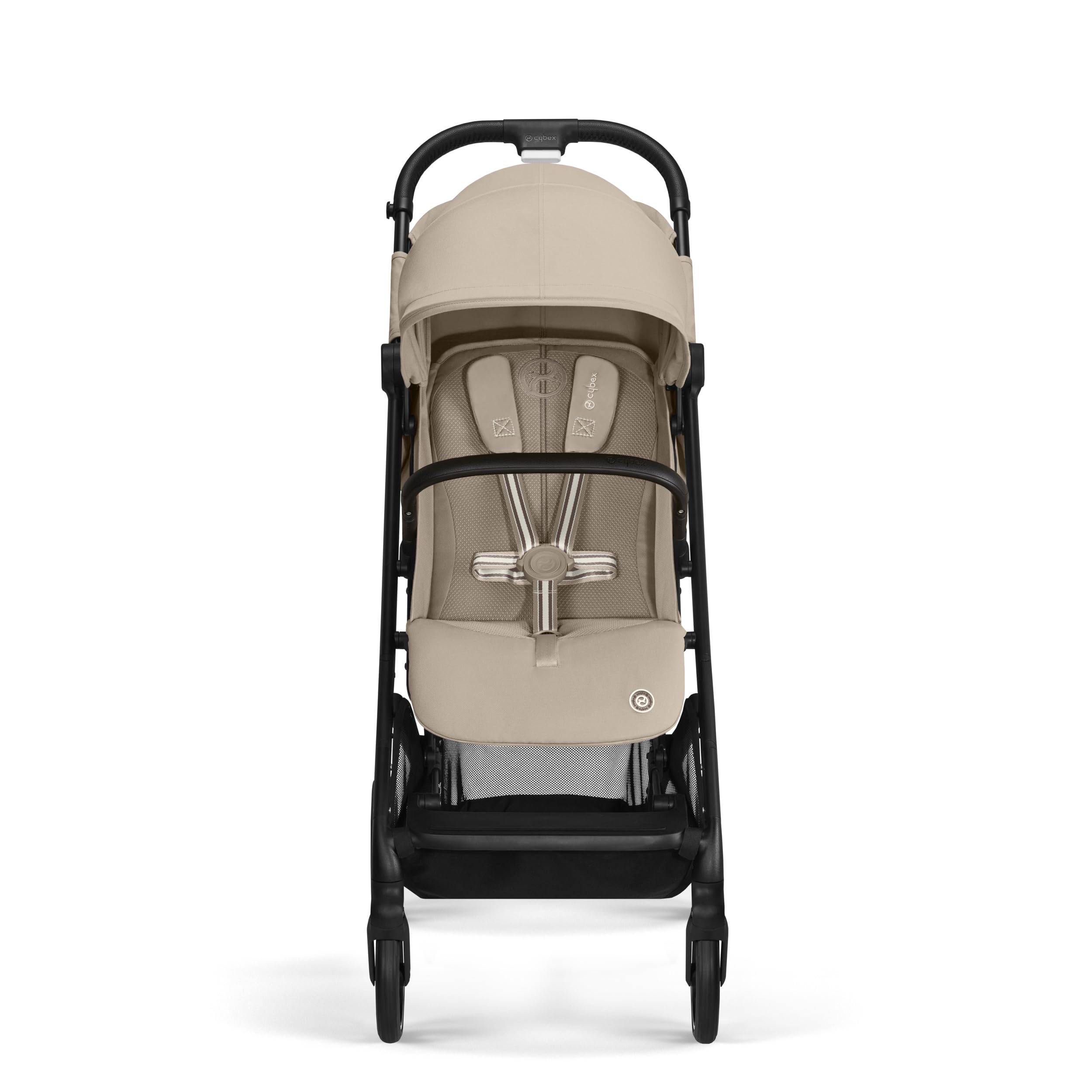 Cybex Gold Kinderwagen Beezy mit One-Pull Harness, Ab Geburt bis ca. 4 Jahre (max. 22 kg), Kompakt und ergonomisch, Almond Beige (Beige mit schwarzem Rahmen)