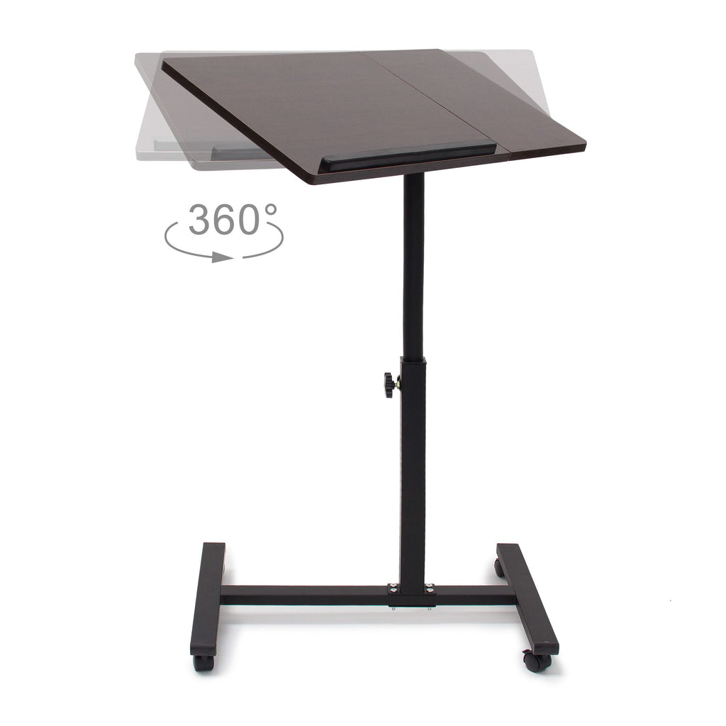 Relaxdays Laptoptisch höhenverstellbar, Laptopständer Holz, mit Rollen, drehbar, HxBxT: 95 x 60 x 40,5 cm, schwarz