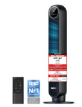 Dreo 20dB Leiser Turmventilator, 10 m Wurfweite 4 Geschwindigstufen 4 Modi 8 Std. Timer 90° oszillierende Ventilator mit Kühlung Fernbedienung für Schlafzimmer, Nomad One, Schwarz