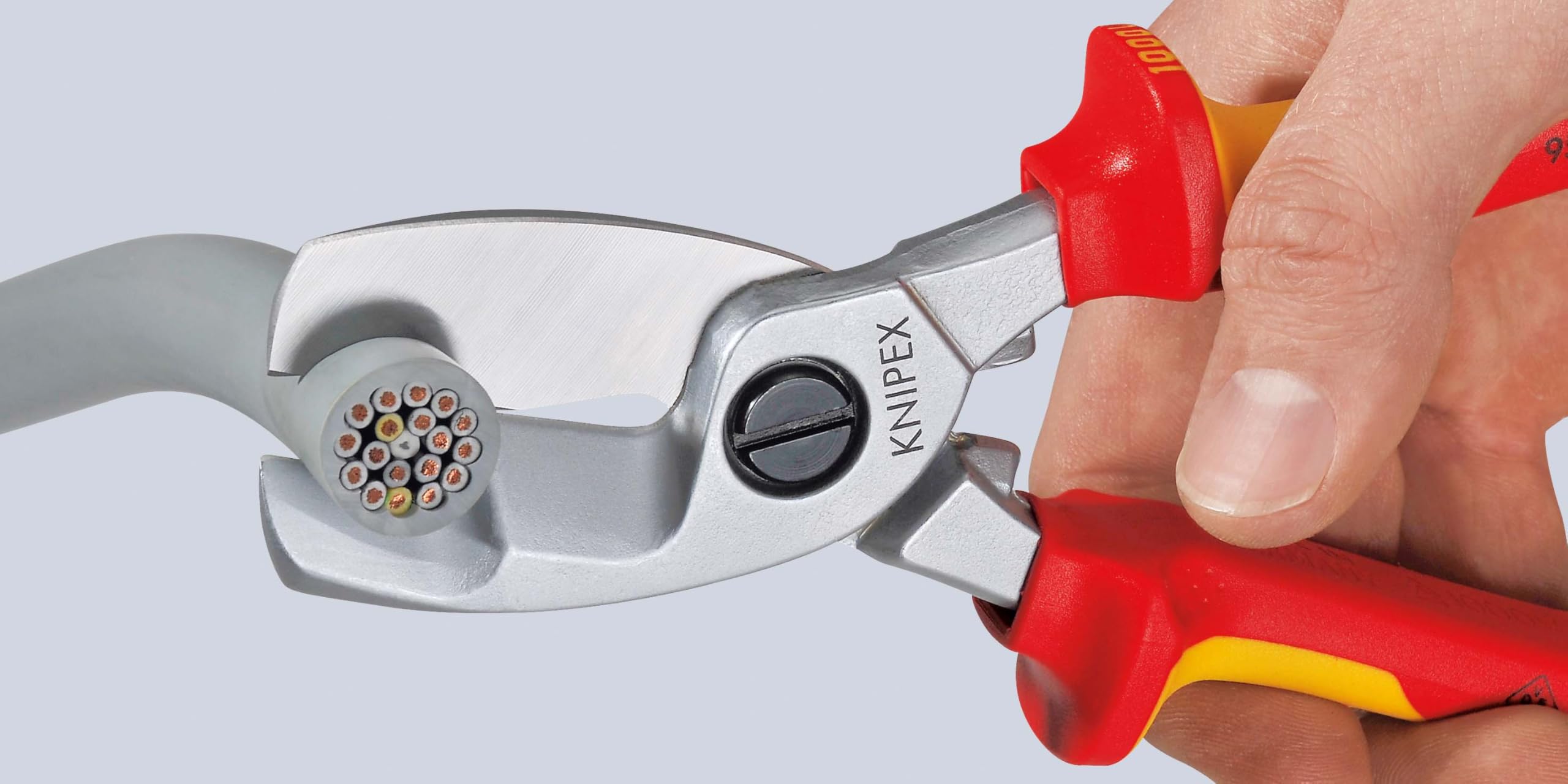 KNIPEX Kabelschere mit Doppelschneide verchromt isoliert mit Mehrkomponenten-Hüllen, VDE-geprüft 200 mm, 95 16 200
