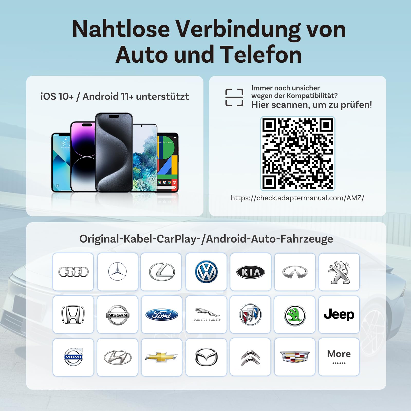 OTTOCAST 2026 Upgrade Mini Slim, 2-in-1 Wireless CarPlay & Android Auto Adapter mit Type-A/C für iOS 10+ & Android 11+ Smartphones, Multi-User Support, Plug & Play Umwandlung von Kabel zu Kabellos