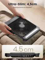 Warmco 20000mAh Akku Camping Ventilator 27cm mit Lampe, 15-48 Std. Laufzeit, Ultra-Leise, Ultraflach, Display, Haken, USB Tischventilator für Zelt, Outdoor, Reisen, Büro, Wohnmobil, Schlafzimmer