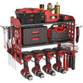 Yeabett 3 Ebenen Werkzeug Wandhalterung, Werkzeugspeicher Aufbewahrung für 4 Elektrowerkzeug, Werkzeug Wandhalterung für Garage, Werkstatt, 42.5 * 20 * 31cm (Rot)
