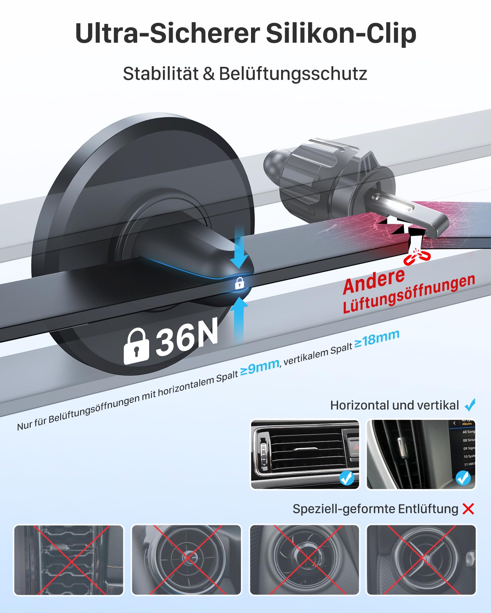 YOSH für MagSafe Autohalterung, Handyhalterung Auto mit N52 Magnet, Ultra-Stabiler Lüftung KFZ Handyhalterung, Magnetische Handyhalter fürs Auto, für iPhone 17/16/15/14/13/12 Serie, ohne Metallplatte