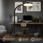 BRILONER - LED Schreibtischlampe mit Touch, dimmbar in Stufen, schwenkbar, Tischlampe, Lampe, Nachttischlampe, Tischleuchte, Home Office, Bürolampe, Leselicht, 32,5x13x40 cm, Schwarz