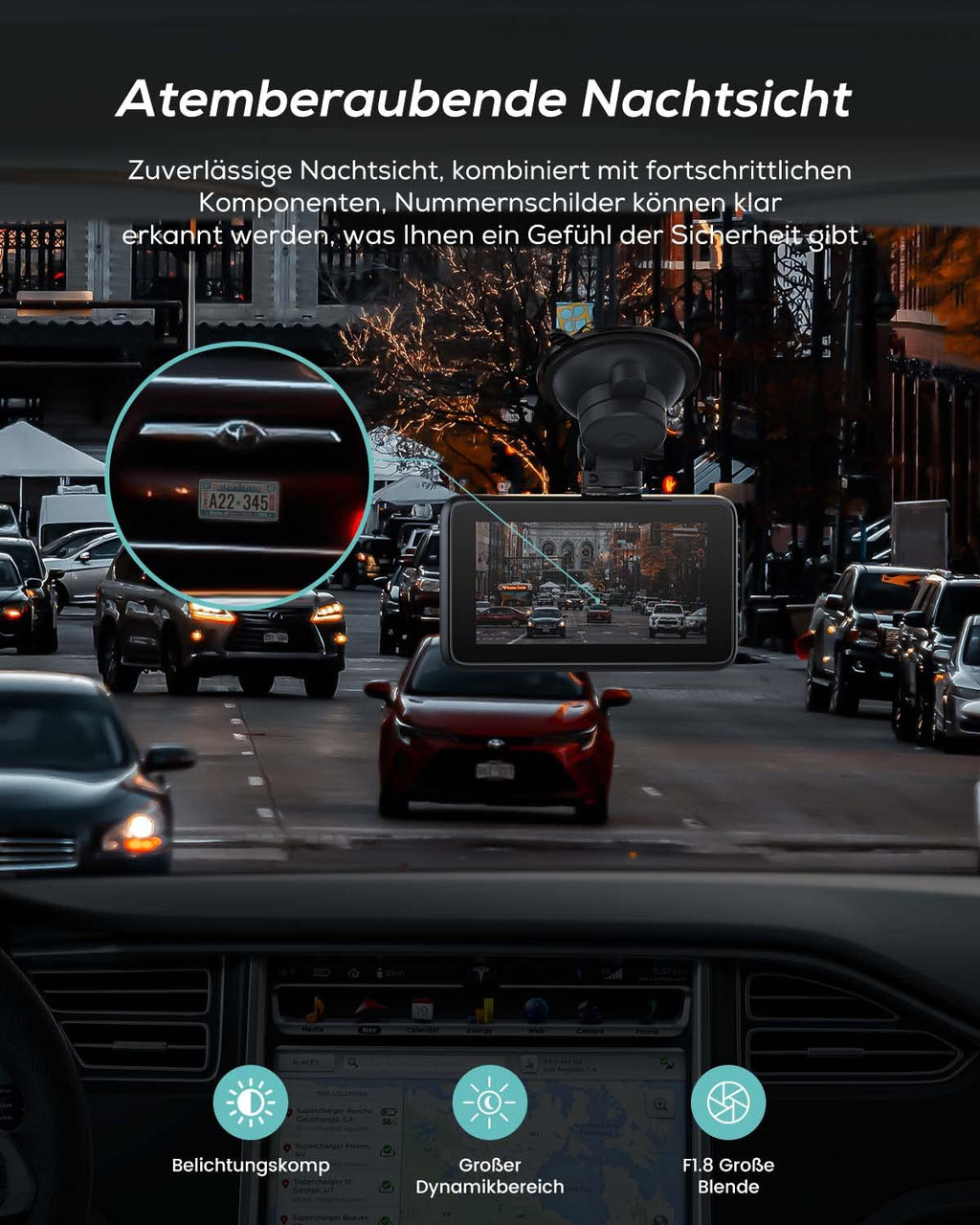 iZEEKER 4K Dashcam Auto, WiFi Dash Cam mit 32GB Karte, Front Auto Kamera mit Nachtsicht, 24/7 Parküberwachung, WDR, 170° Weitwinkel, Loop-Aufnahme, G-Sensor