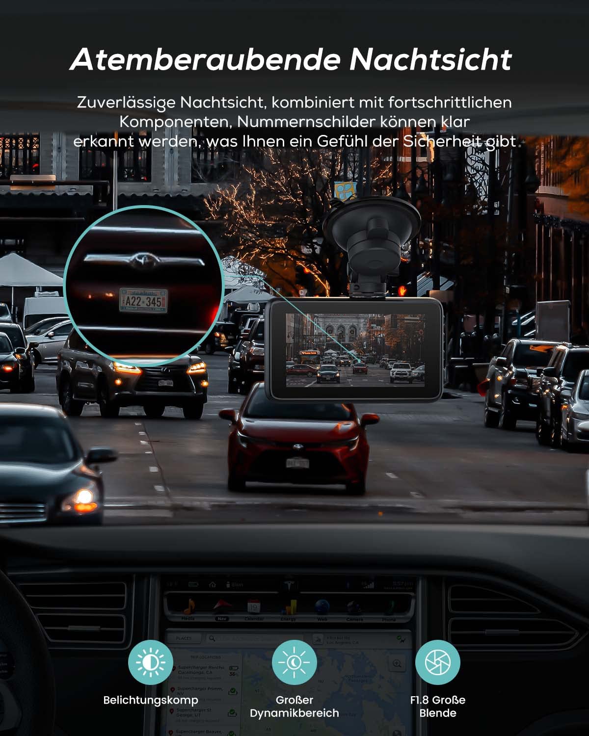 iZEEKER 4K Dashcam Auto, WiFi Dash Cam mit 32GB Karte, Front Auto Kamera mit Nachtsicht, 24/7 Parküberwachung, WDR, 170° Weitwinkel, Loop-Aufnahme, G-Sensor