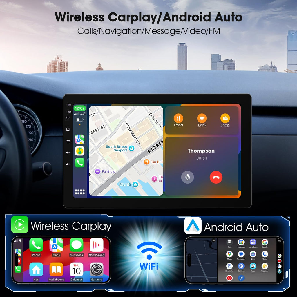 Haudio 1Din Autoradio, mit 10.1 Zoll drehbar Bildschirm,Kompatibel mit Wireless Apple CarPlay und Android Auto,Car Play IPS Touch Screen,1080P-Rückfahrkamera,Bluetooth 5.0,GPS-Navigation,FM