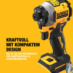 DEWALT 18 Volt Akku-Schlagschrauber (1/4“) (bürstenloser Motor, für schwere Schraubarbeiten, Dreh- und Schlagzahl sowie Drehmoment über 3 Stufen einstellbar, ohne Akku und Ladegerät), DCF850N-XJ
