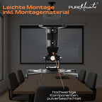 PureMounts Beamer Deckenhalterung Spider-Plus-B - 25 grad neigbar und 360 grad drehbar, 220mm Deckenabstand,(15kg), Lochabstand 180-310mm, schwarz