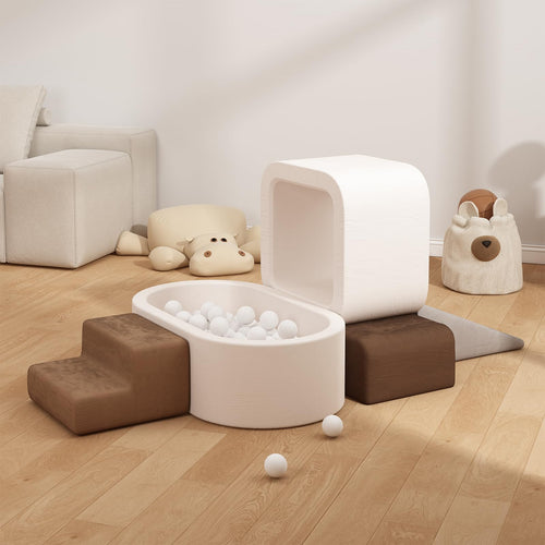 BanaSuper Kinder Softplay-Set, Schaumstoff Bausteine XXL für Kleinkinder, Baby Schaumstoff-Ballgrube (Kein Ball), Kletterblöcke mit Ballpool, Kletter- und Krabbelspielplatz, Montessori-Spielzeug