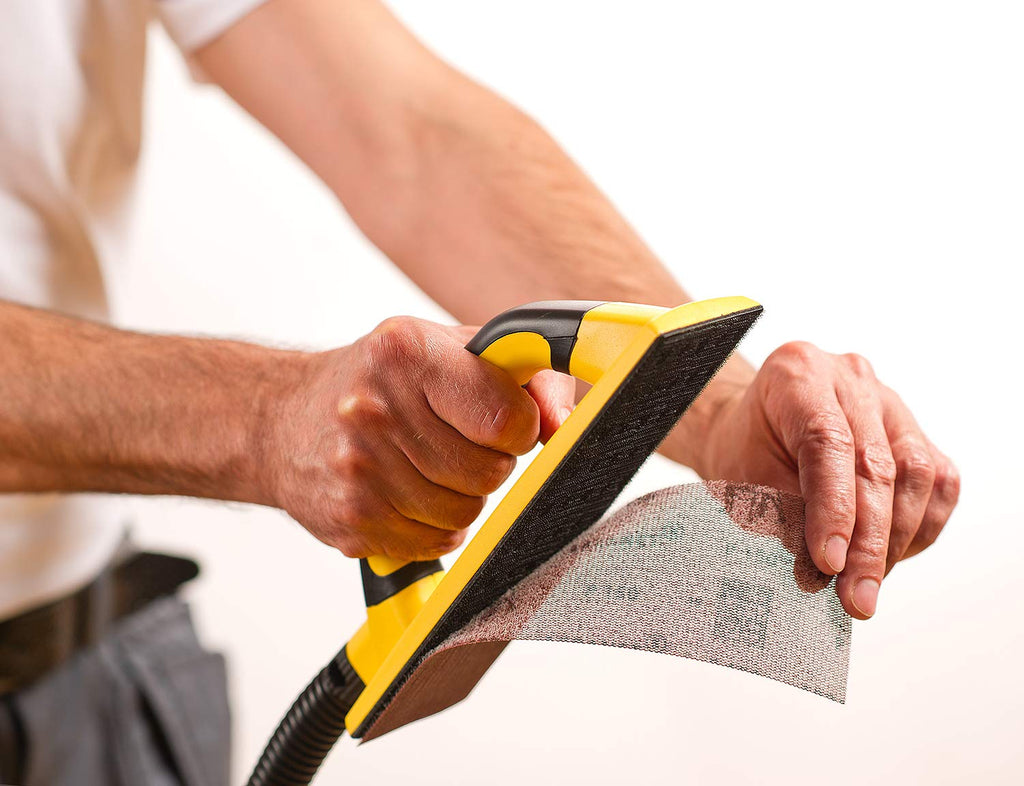 Mirka Handy Handschleifer mit Klett und Absaugung für 80x230mm Schleifstreifen, Schleifklotz zum Schleifen von Spachtel, Gips, Holz, Staubfreies Schleifen, 8391200111