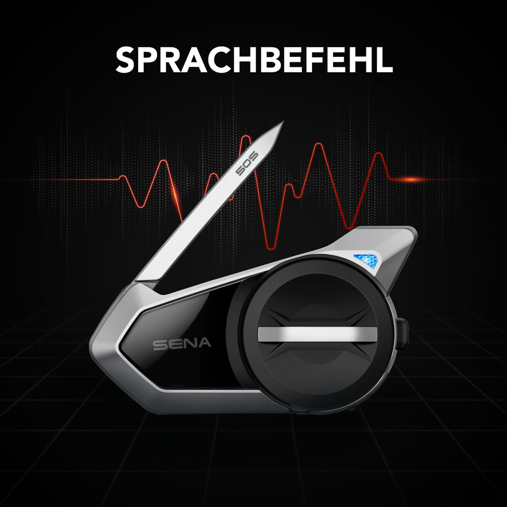 Sena 50S Motorrad Bluetooth Headset mit Drehrad und Sound by Harman Kardon, integriertem Mesh Intercom System und Premium Mikrofon & Lautsprechern