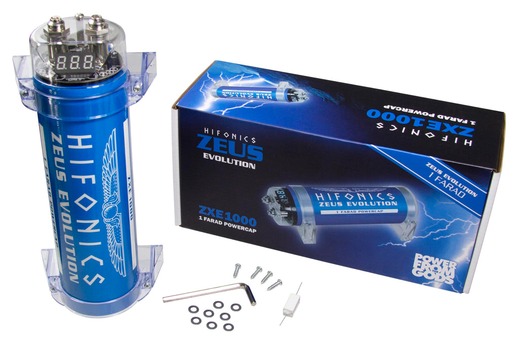 Hifonics ZXE1000-1 Farad Powercap 1F Kondensator zur Spannungsstabilsierung der CarHifi Anlage im Auto Elko Zeus