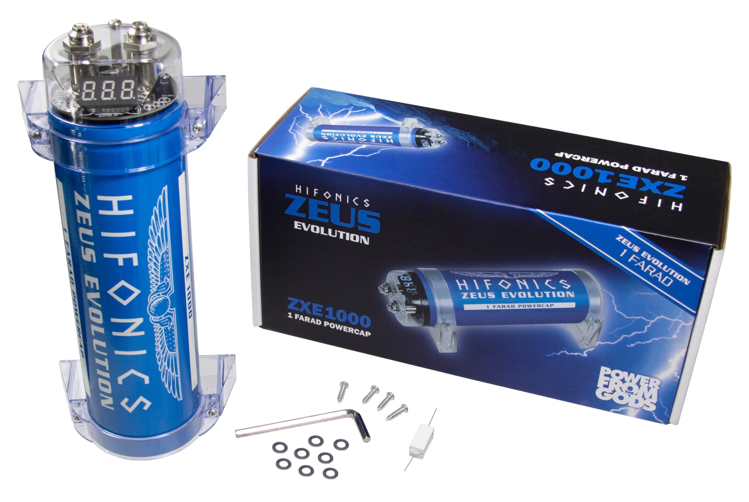 Hifonics ZXE1000-1 Farad Powercap 1F Kondensator zur Spannungsstabilsierung der CarHifi Anlage im Auto Elko Zeus