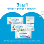 WaterWipes Sensitive+ Newborn & Baby Wipes, Feuchttücher für Neugeborene und Babys, 720 Stück (12 Packungen), 3-in-1-Reinigung, Pflege, Schutz, 99,9% Wasser, parfümfrei
