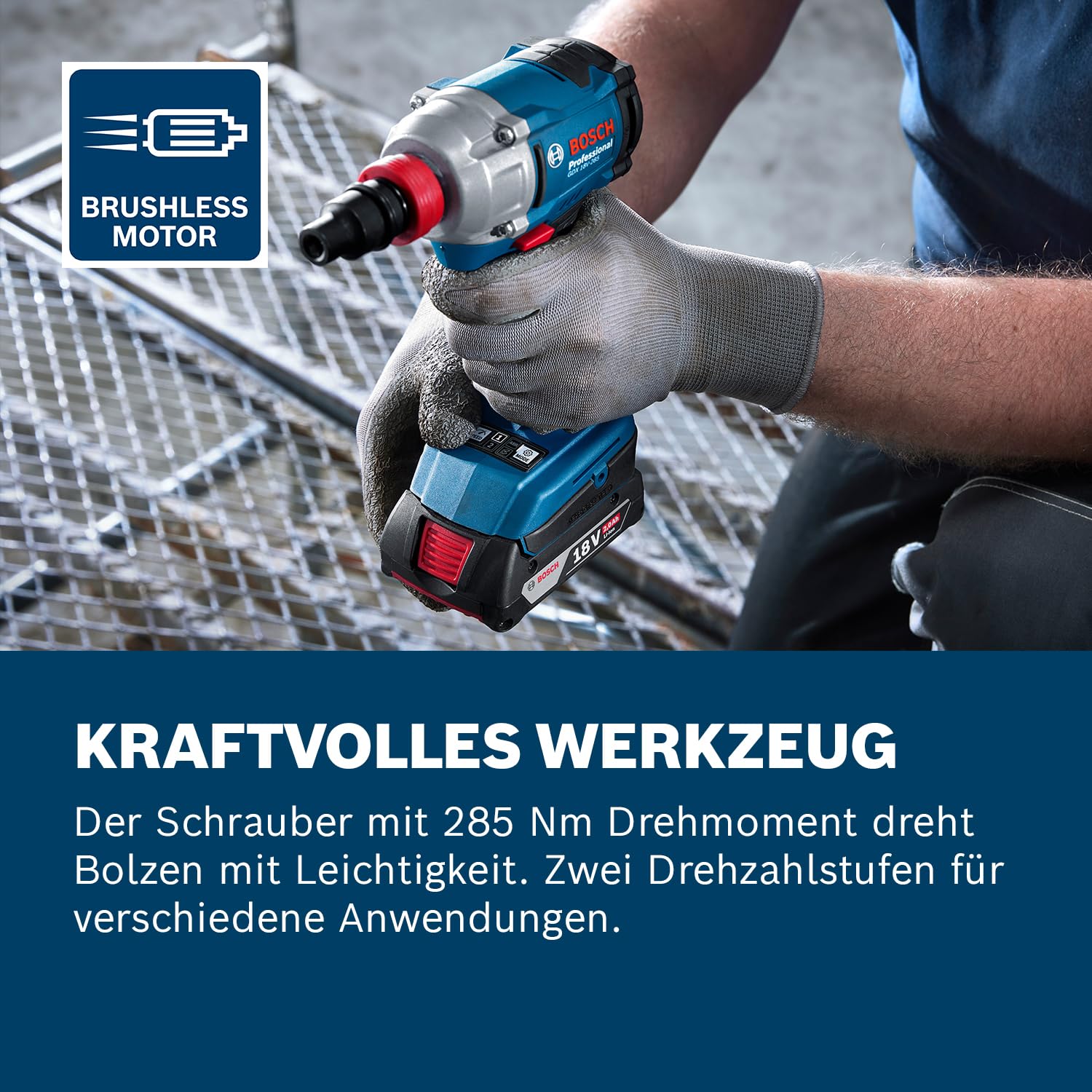 Bosch Professional 18V System Akku-Schlagschrauber GDX 18V-285 (inkl. 2x GBA 4.0Ah Akkus, GAL 18V-20 Ladegerät, L-BOXX)