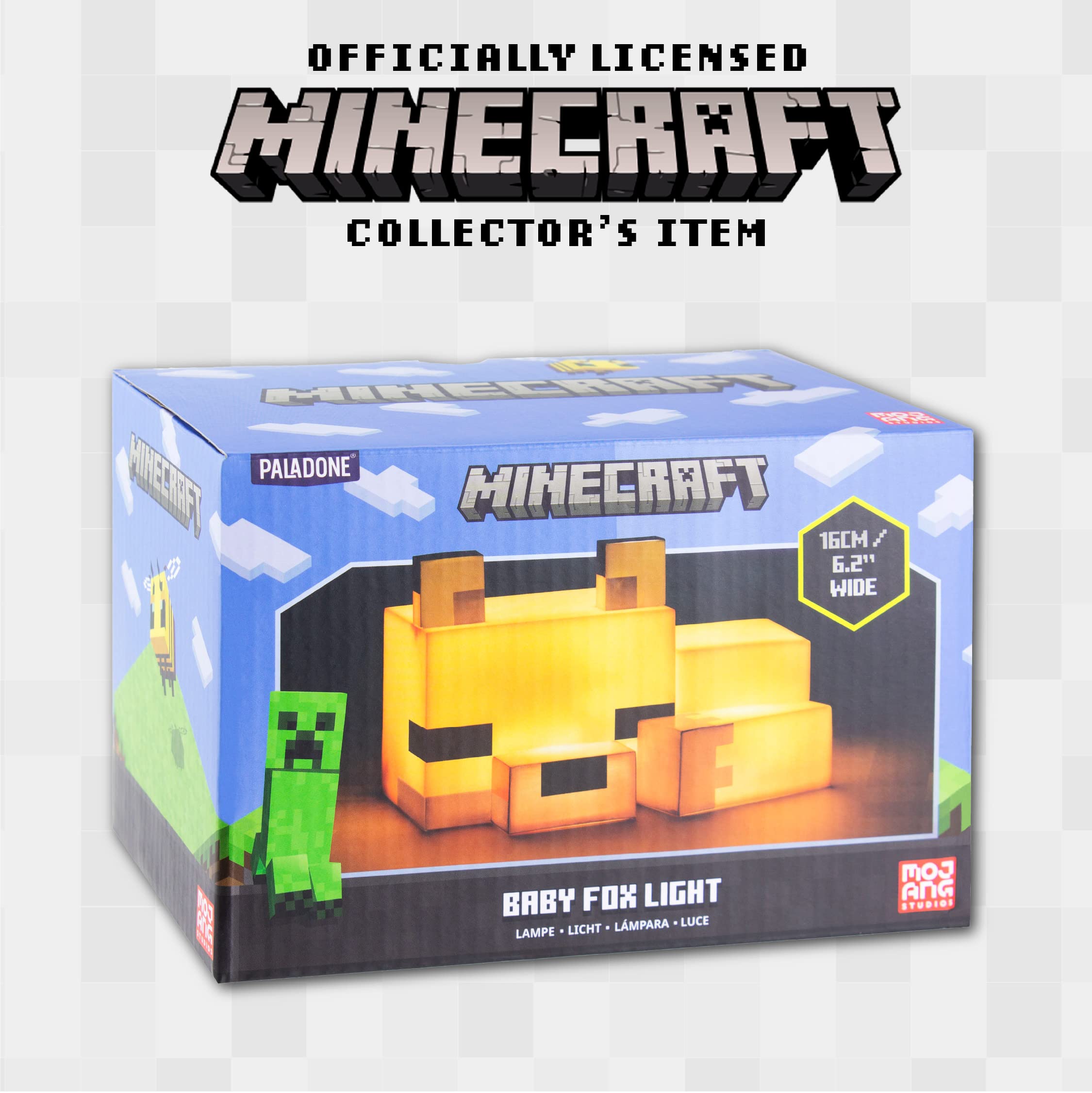 Minecraft Fuchs Nachtlicht - Offiziell lizenziert, Süße Lampe, Geschenk für Jungs & Mädchen, Gaming-Zimmerzubehör & Deko fürs Kinderzimmer, Bunt