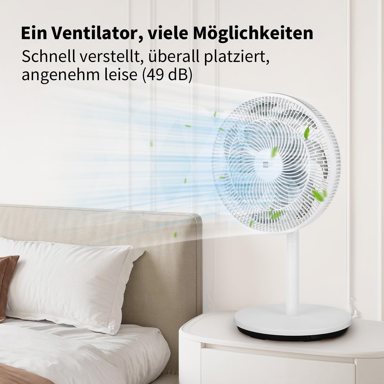 aeco AirX-Flow 100 Standventilator 2-in-1 Stand- & Tischventilator 3 Geschwindigkeitsstufen Höhenverstellbarer Oszillation 85° 55W Kraftvoller 7-Blatt Lüfter Ventilator Luftzirkulation