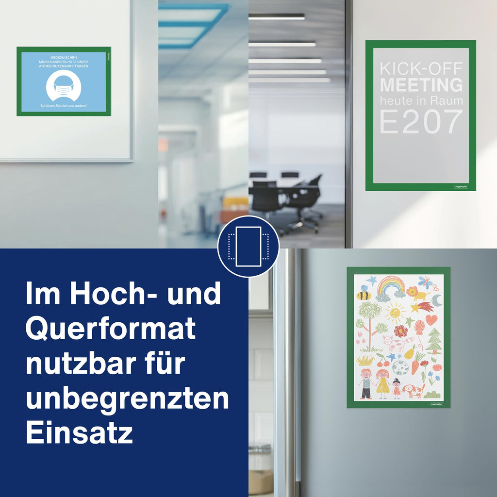 magnetoplan 1130405 magnetofix Magnetrahmen 5 Stück, A3, grün