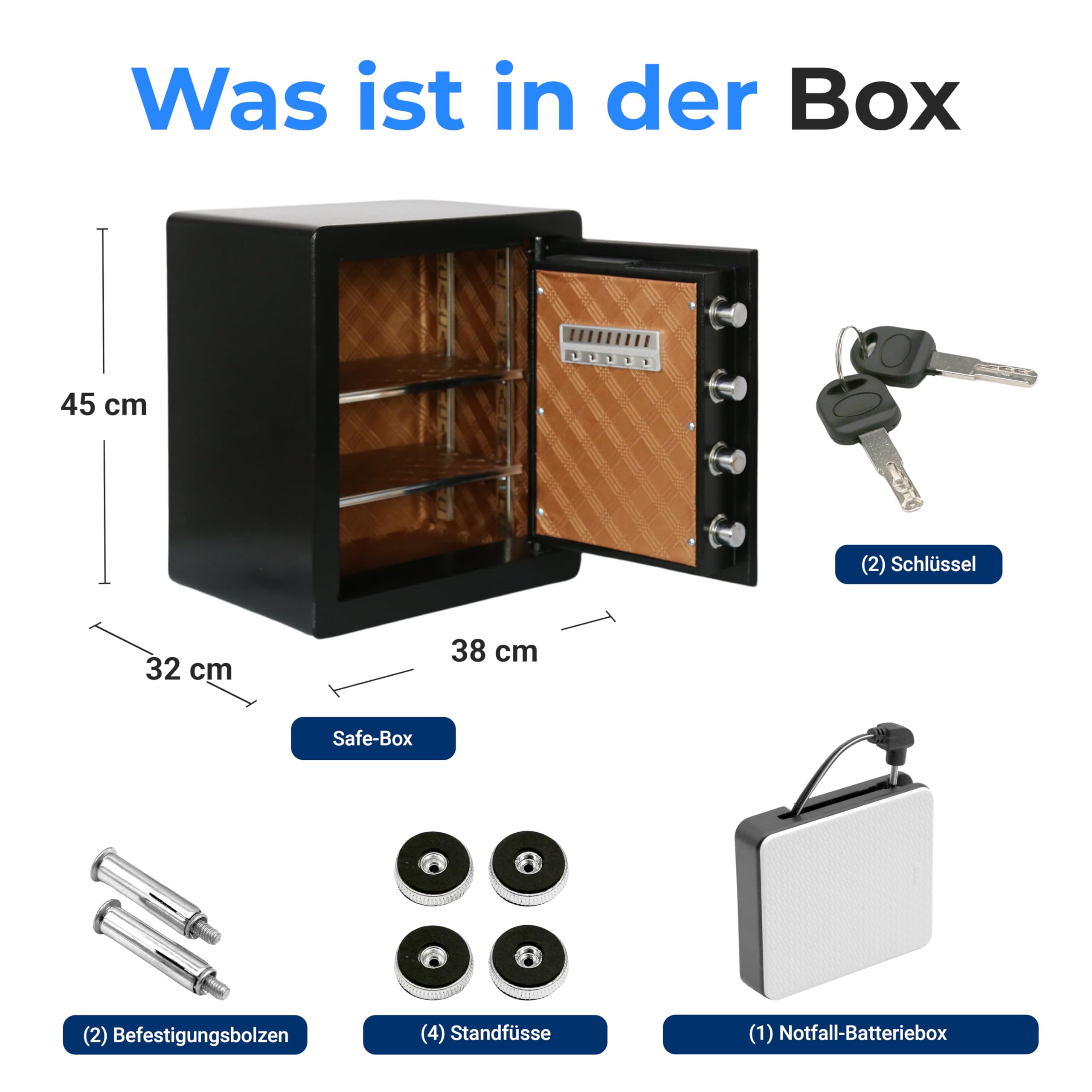 SereneLife 39L Tresor Für Zuhause, Safe- Feuerfest & Wasserdicht, Digitaler Wandtesor Möbeltresor mit Code & 2 Schlüsseln, Safe Box mit Doppelt gesichertes Alarmsystem für Wertsachen, Bargeld, Schmuck