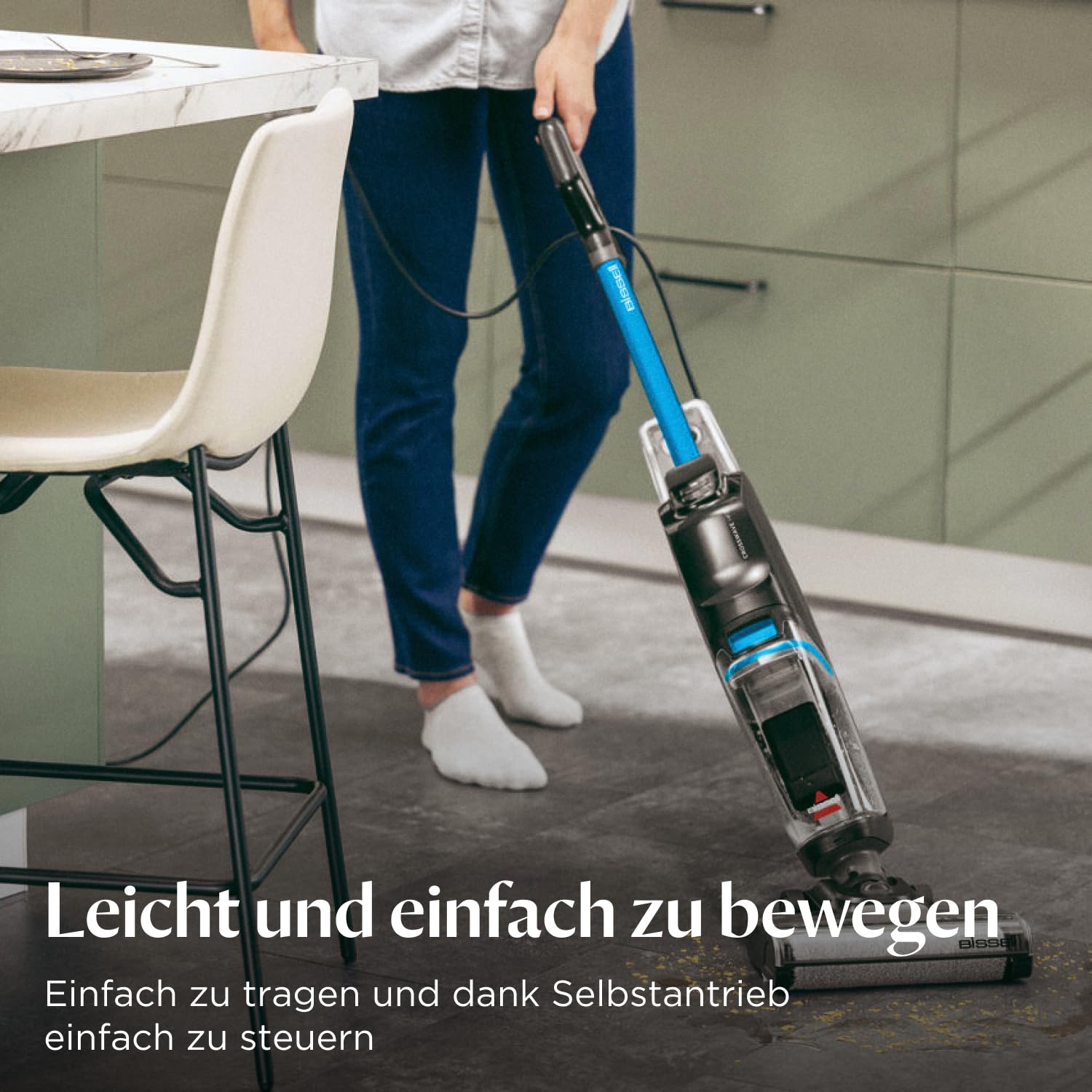 Bissell CrossWave HF2, Nass Trockensauger mit Kabel, Saugen & Wischen in Einem, Leichtgewichtiger Nasssauger, Saugwisher mit Hoher Leistung, Waschsauger, Wischsauger, Nur für Harte Böden, 3845N