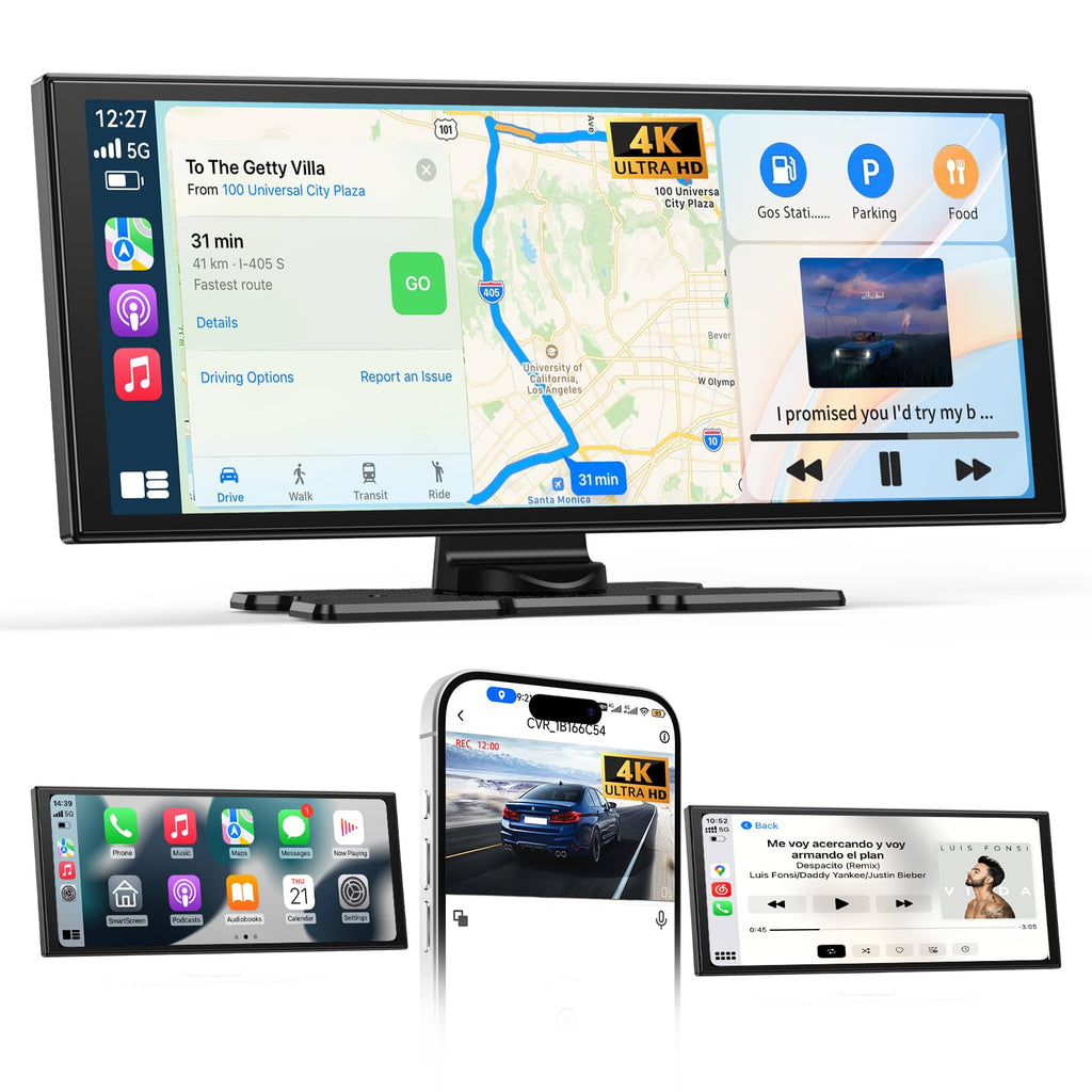2026 Neuestes 11,5 Zoll Carplay Display & Carplay Android Auto Display: Buddy Display mit Navigation 4K Dashcam Rückfahrkamera Bluetooth Siri Sprachsteuerung IPS Touchscreen Mirror Link AUX FM 64G TF