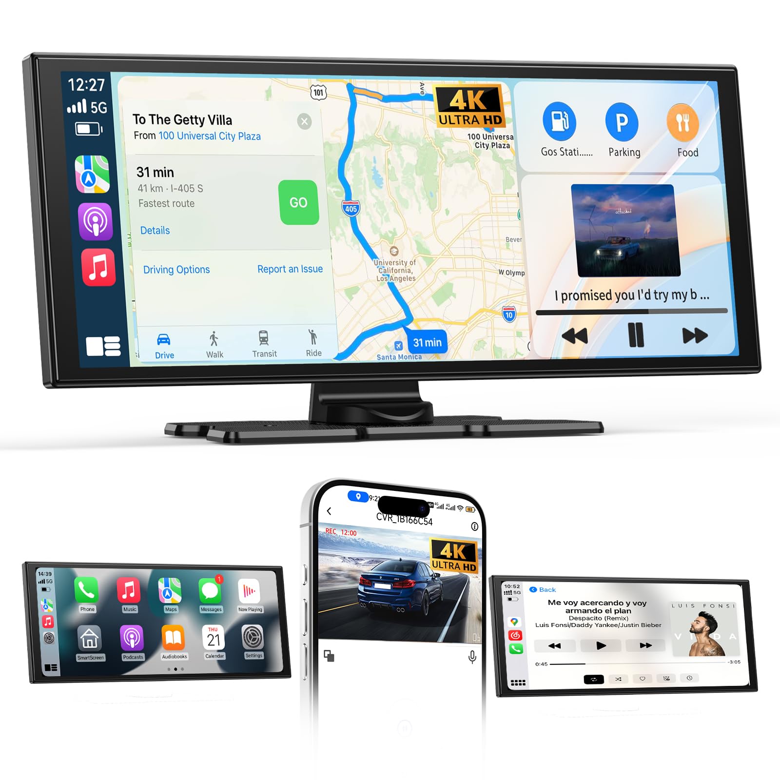 2026 Neuestes 11,5 Zoll Carplay Display & Carplay Android Auto Display: Buddy Display mit Navigation 4K Dashcam Rückfahrkamera Bluetooth Siri Sprachsteuerung IPS Touchscreen Mirror Link AUX FM 64G TF