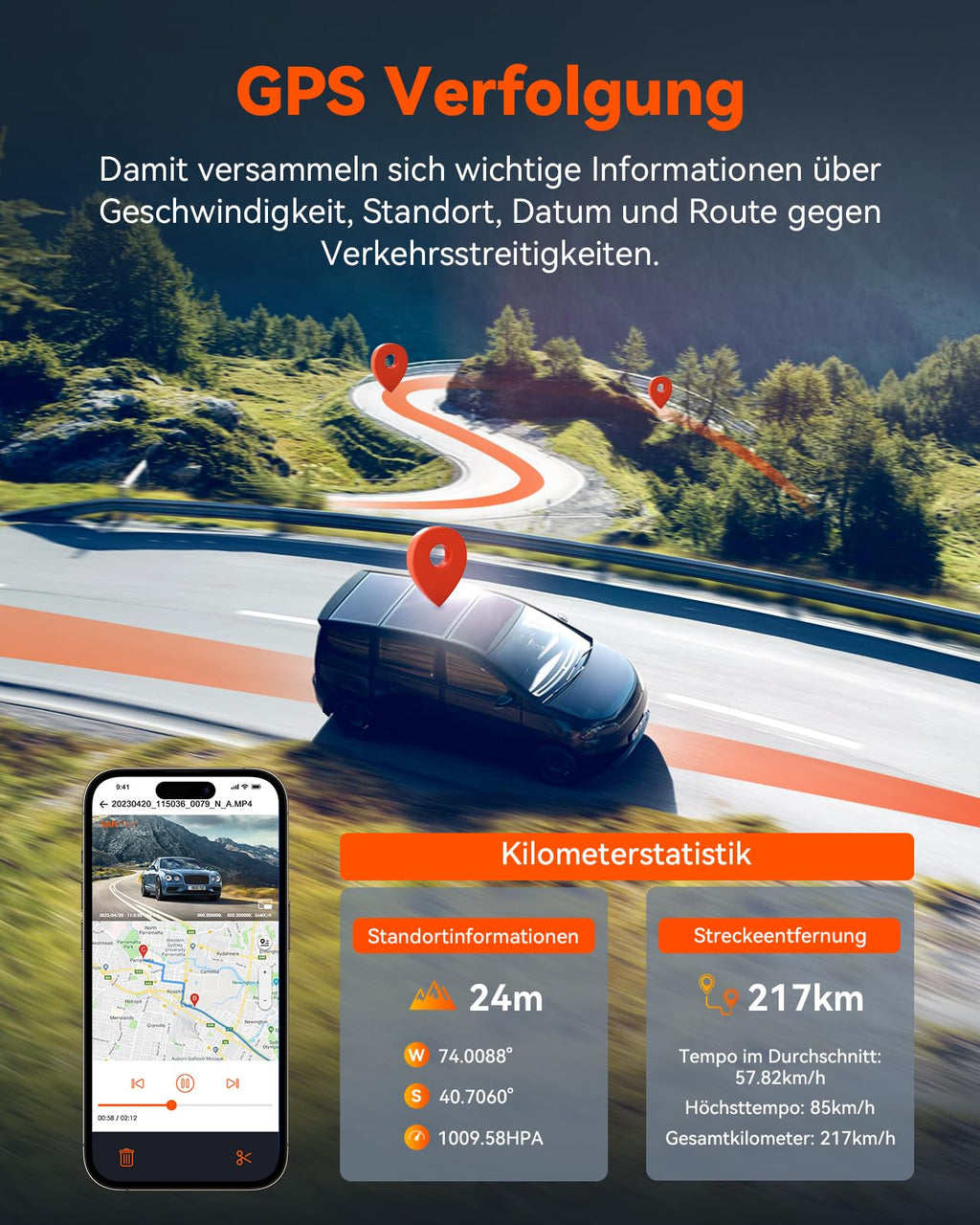 VANTRUE N4 Pro 3 HDR 4K+ 1080P+ 1080P STARVIS 2 Dashcam Auto, 5G WiFi PlatePix™ Dash Cam GPS 360° Puffer Parküberwachung Auto Kamera, IR Nachtsicht, Sprachbefehl, Privatsphäremodi, 2.45” 1TB Max