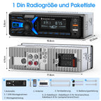 RDS Autoradio Bluetooth mit Typ-C-Ladeanschluss, CENXINY Autoradio 1DIN Bluetooth 5.0 Unterstützt 2USB/AUX/SD/TF/EQ/DSP/Android und iOS