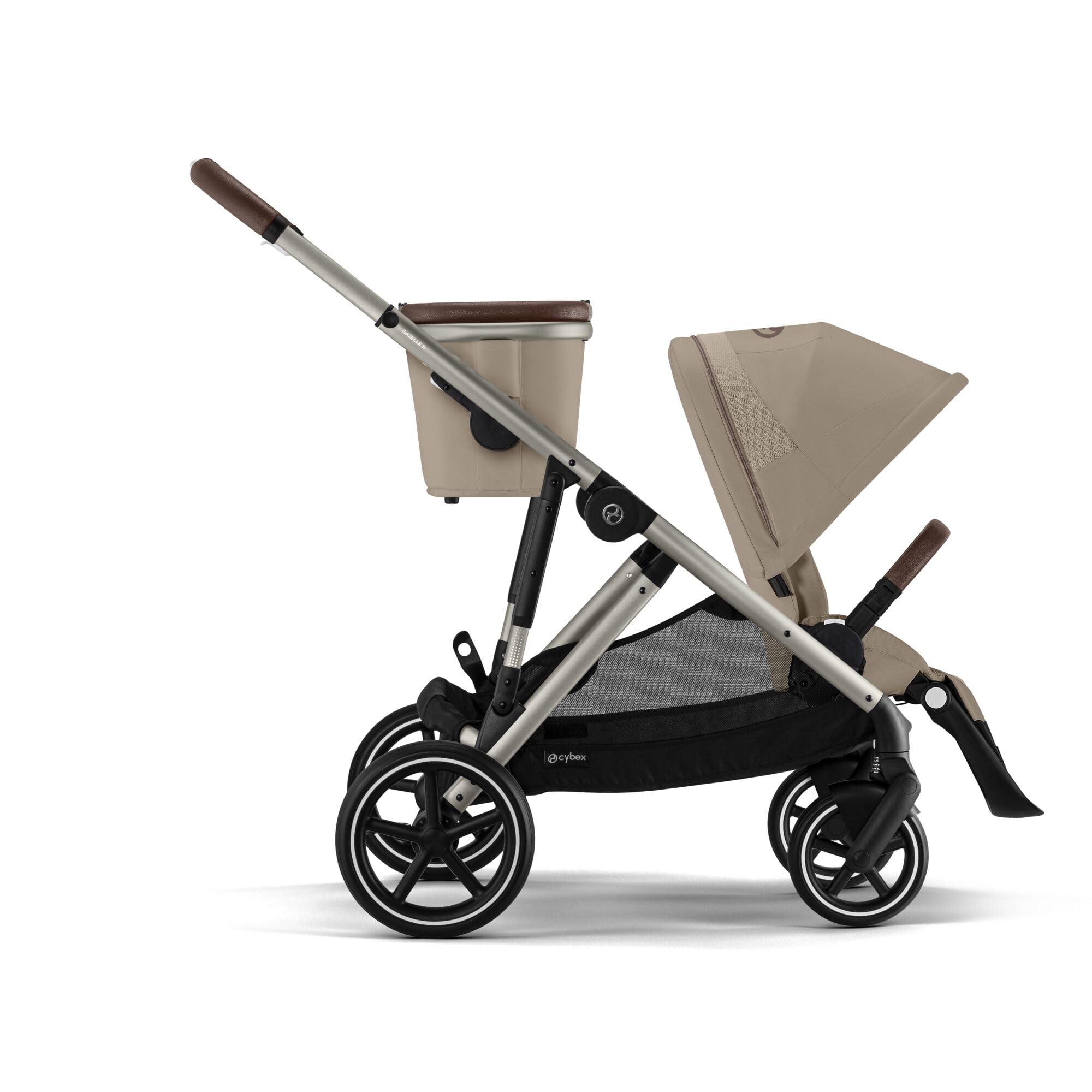 CYBEX Gold Kinderwagen GAZELLE S, Ab Geburt bis ca. 4 Jahre, Max. 22 kg (Single-Modus) / 2x 22 kg (Duo-Modus), All-in-1-System mit 20+ Konfigurationen, Almond Beige