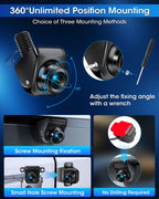 Rückfahrkamera【3 Montagemethoden】 360° Drehbar Rückfahrkamera Auto Unterstützt AHD 1080P/720P/NTSC/PAL Modi Frontkamera/Rückfahrkameras mit Nachtsicht Universal DC 12V-24V für Wohnwagen SUV Wohnmobil