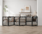 Semiocthome Freistehende Baby- & Haustiergitter aus Bambus, Hunde- und Katzengitter für Türen, Treppenschutzgitter für Welpen, Faltbare Sicherheitsgitter (Schwarz, 3 Panels -60cm Height)