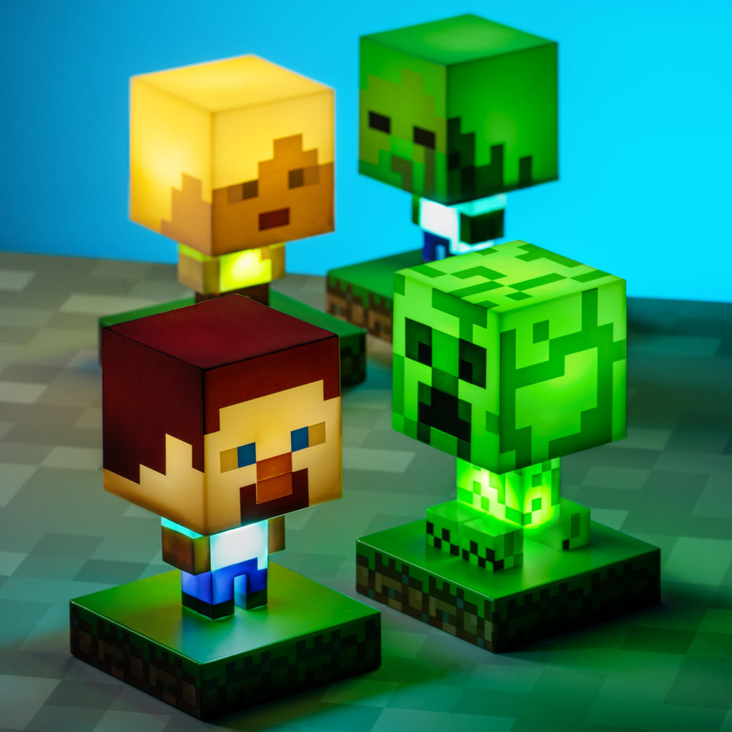 Minecraft Creeper Licht, 3D Lampe - Offiziell lizenziert, Nachtlicht - 12 cm hoch, Batteriebetrieben, Gaming-Raum & Schlafzimmerdeko, Grün