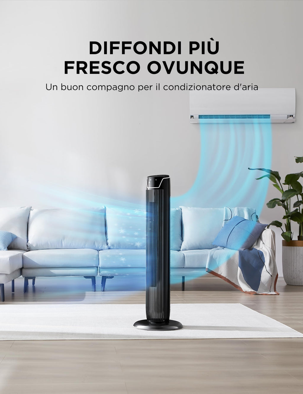 Midea FZ10-17JR Elegant Tower Fan with Remote Control