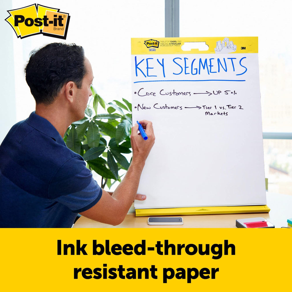 Post-it Super Sticky Meeting Charts, Packung mit 1 Block, mit 20 Blättern, 584 mm x 508 mm, Farbe: Weiß - Selbstklebendes Flipchartpapier für Brainstormings überall