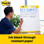Post-it Super Sticky Meeting Charts, Packung mit 1 Block, mit 20 Blättern, 584 mm x 508 mm, Farbe: Weiß - Selbstklebendes Flipchartpapier für Brainstormings überall