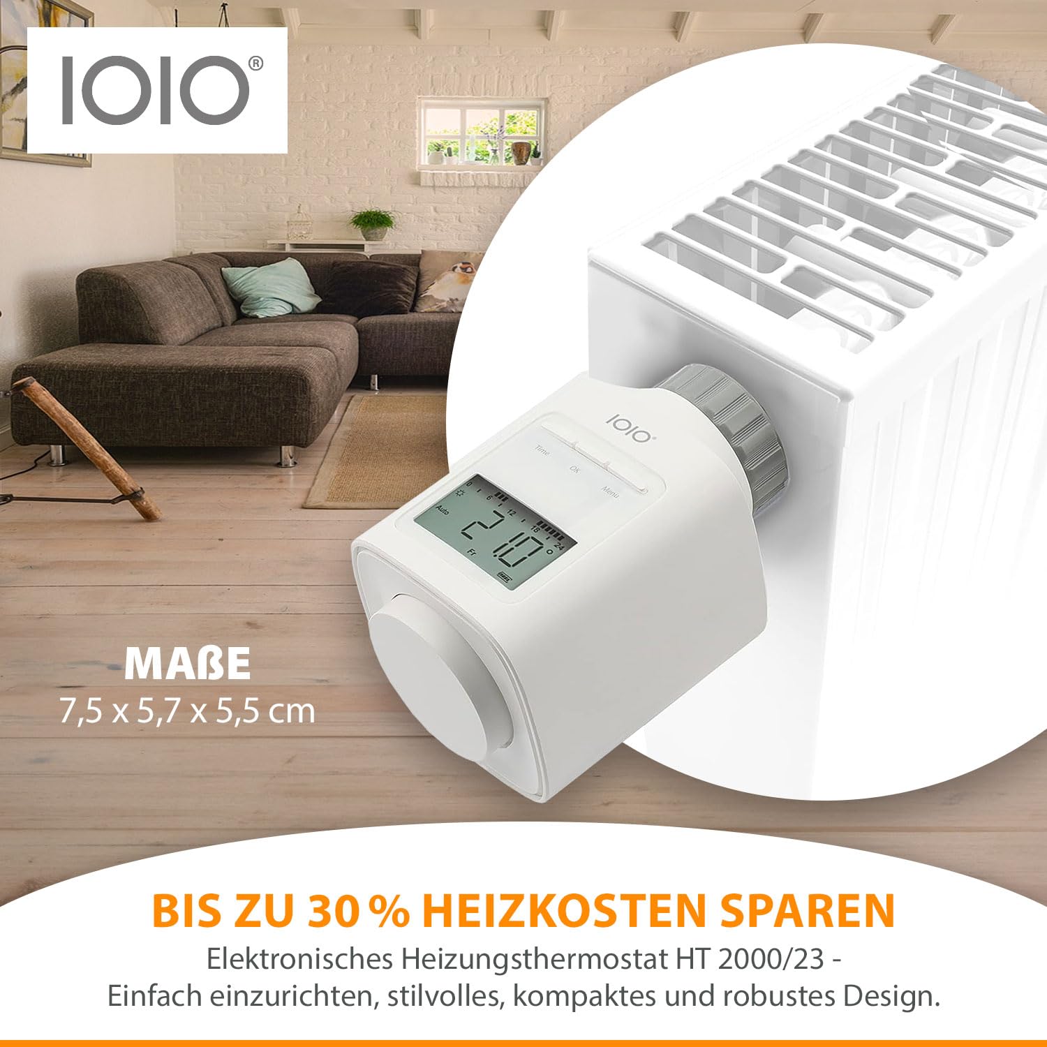 5 Stück IOIO Elektronisches Heizungsthermostat HT 2000/23 | Heizkosten sparen bis 30% | Einfache Installation | Individuell programmierbar | Heizkörperthermostat | Heizkörper Heizungsregler