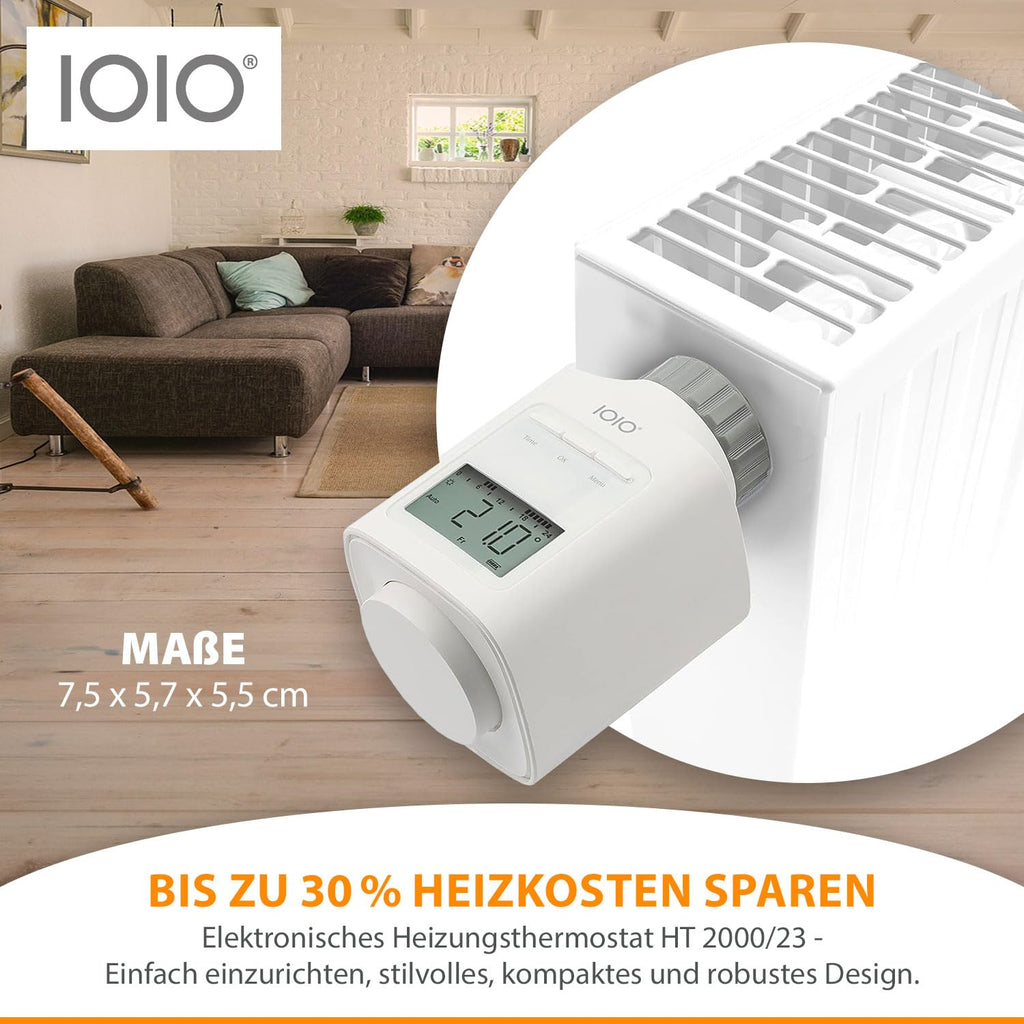4 Stück IOIO Elektronisches Heizungsthermostat HT 2000/23 | Heizkosten sparen bis 30% | Einfache Installation | Individuell programmierbar | Heizkörperthermostat | Heizkörper Heizungsregler