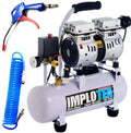 IMPLOTEX 480W Silent Flüsterkompressor Druckluftkompressor 48dB leise ölfrei Kompressor inkl. Ausblaspistole und Druckluftschlauch